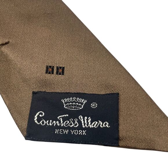 Vintage Woolf Brothers Countess Mara Tie Brown Black Yellow, Preowned - Picture 4 of 7